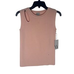Worthington Peach Ribbed Knit Cutout Neck Sleeveless Top Size Small NEW